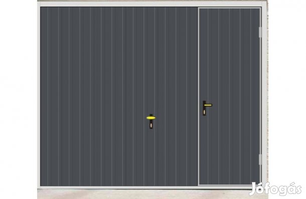 Garázskapu PR billenő, matt sötét szürke szín, sok opcióval, jobb olda