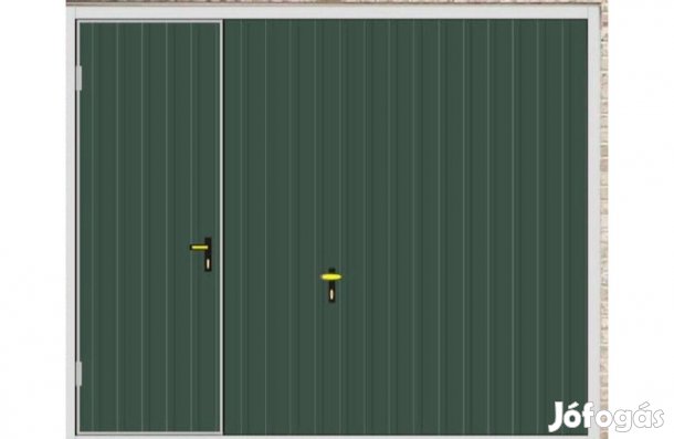 Garázskapu PR billenő, matt sötét zöldszín, bal oldali személybejáró