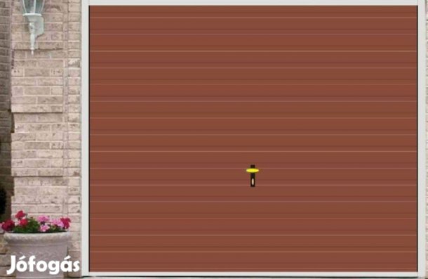 Garázskapu PR billenő, matt világos barna, 11cm vízszintes bordázatta