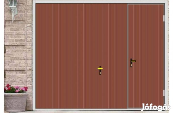 Garázskapu PR billenő, matt világos barna, sok opciót tartalmaz., sze