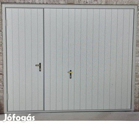 Garázskapu PR billenő, sok opcióval, matt fehér felület, bal oldalon