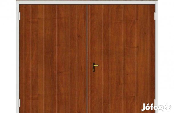 Garázskapu PR kétszárnyú, faerezetű világos mogyoró szín, opciókkal ,