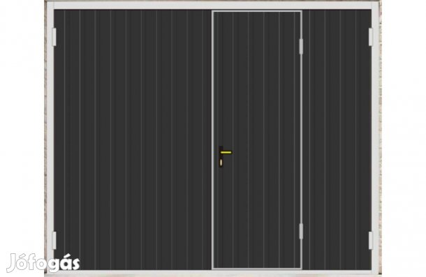 Garázskapu PR kétszárnyú, sok opcióval, fekete szín, fényes, személybe
