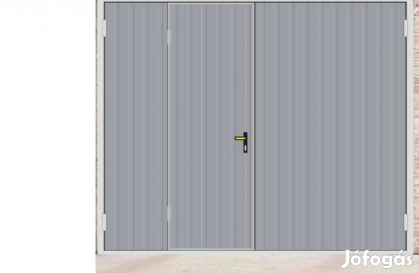 Garázskapu PR kétszárnyú, sok opcióval, horganyzott felület,fémszín, f