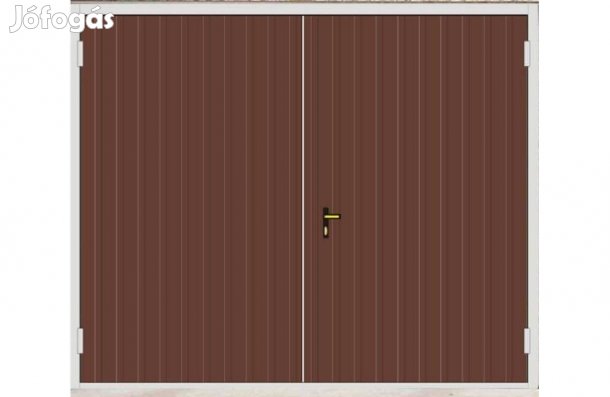 Garázskapu PR kétszárnyú, sötét barna fényes szín, jobb oldali kilincs