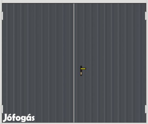 Garázskapu PR kétszárnyú, sötét szürke matt szín, jobb oldali kilincs