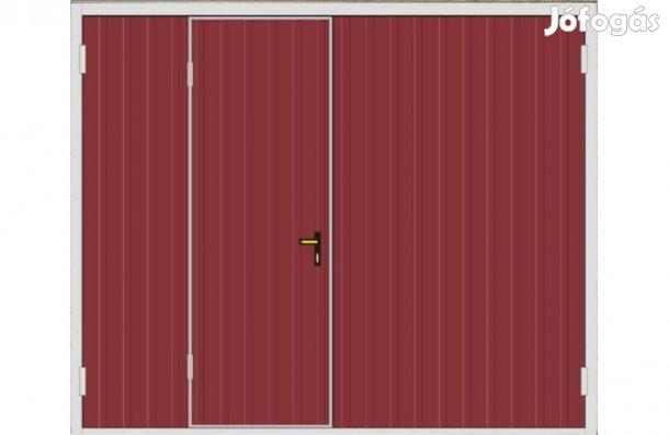 Garázskapu PR kétszárnyú, világos meggy, matt szín, bal oldali személy