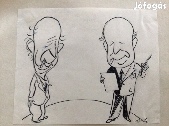 Gáspár Antal eredeti karikatúra rajza a Szabad Száj c. lapnak 17 x 13,