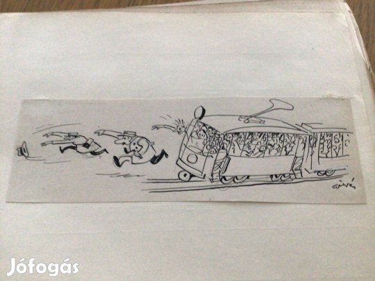 Gáspár Antal eredeti karikatúra rajza a Szabad Száj c. lapnak 21 x 7 c