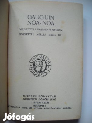 Gauguin: Noa-Noa Jeles Elbeszélők - Műirók És Költők sorozat