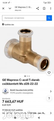 Geberit Mapress szűkített T-idom.
