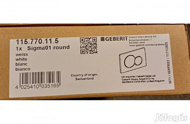 Geberit Sigma01 nyomólap fehér eladó!