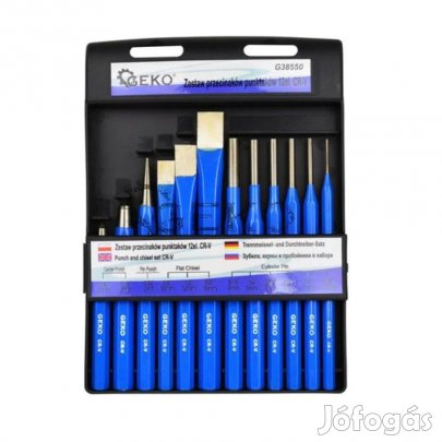 Geko 12 részes véső-lyukasztó-pontozó készlet