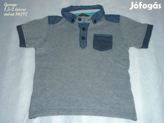 George kék galléros póló 1,5-2 évesre (méret 86 / 92)