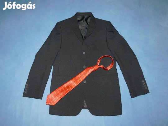 George sötétszürke zakó, öltönykabát nyakkendővel, 38-as, S-es