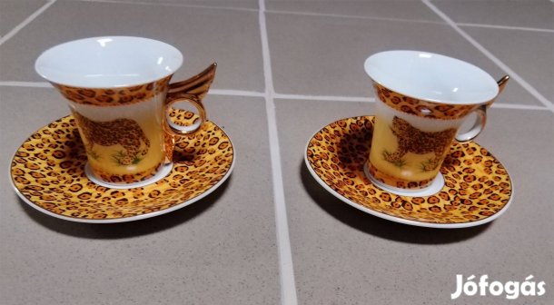 Gepárdos porcelán kávéscsésze alátettel 2 szett
