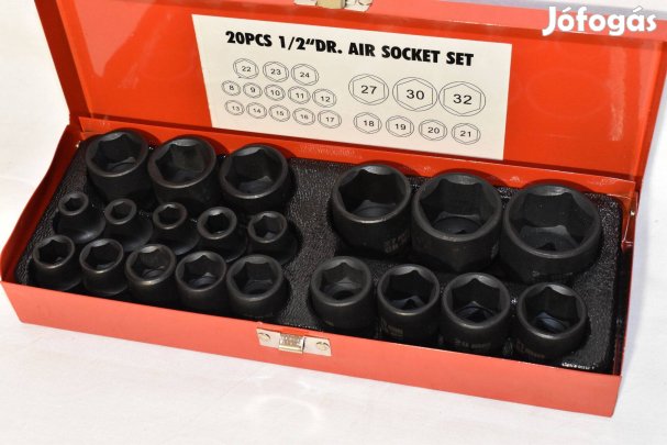 Gépi dugókulcs készlet 1/2" 20 darabos