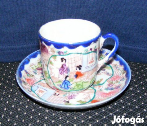 Gésás porcelán csésze alátéttel