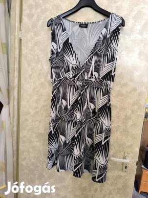 Gina Benotti fekete fehér mintás pántos viszkóz nyári ruha 48-50-es