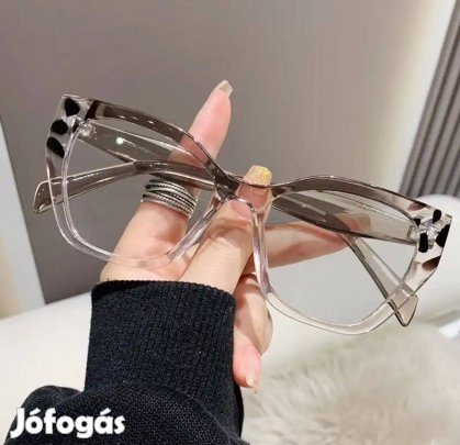 Gina bézs leopárd mintás cica fazonú divat szemüveg