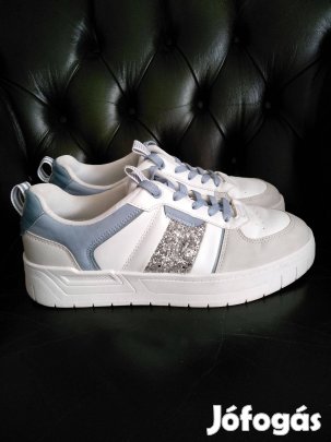 Gld 41-es fehér sportcipő, női cipő csillámos oldaldísszel Graceland