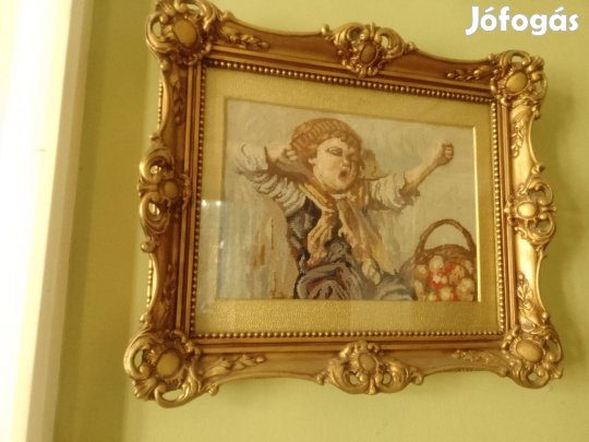 Gobelin Goblein kép (ek) blondel keretben kifogástalan állapotban