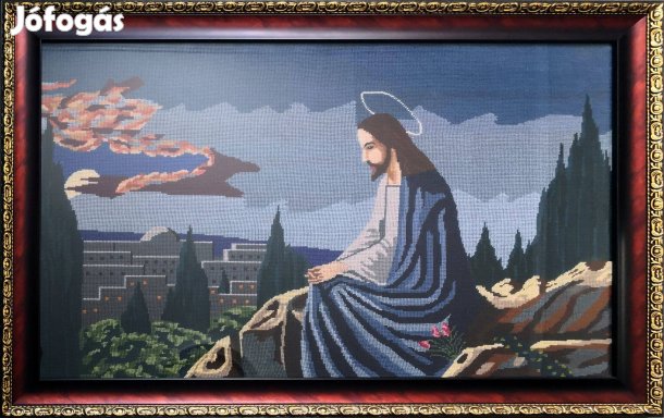 Gobelin: Jézus az Olajfák hegyén - Prémium minőségű keretben!