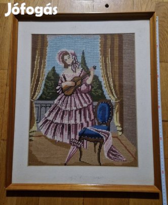 Gobelin lilaruhás lány hegedűvel 34x42cm Akció! 