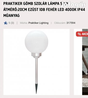 Gömb leszúrható napelemes lámpa (16 db + 4 db)