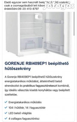 Gorenje beépíthető hűtőszekrény
