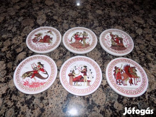 Görög motívumos kerámia pohár alátét 12 db-os garnitúra eladó