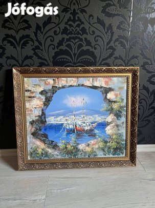 Görögország tenger hajós festmény