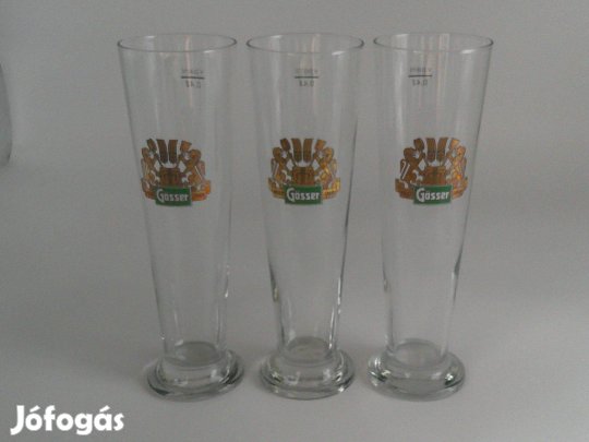 Gösser sörös üveg pohár ( 3 db., 0.4 Literes )