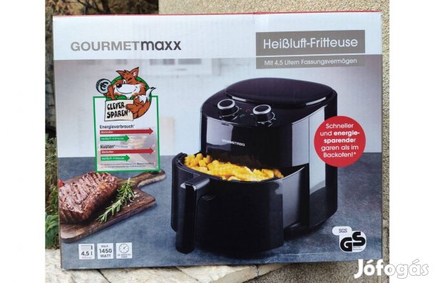 Gourmetmaxx Air Fryer, 4,5L, 1450W, bontatlan új, garancia