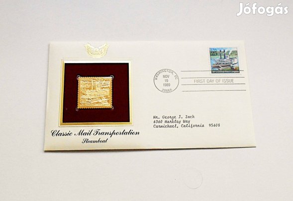Gőzhajó klasszikus posta sorozat USA arany bélyeg