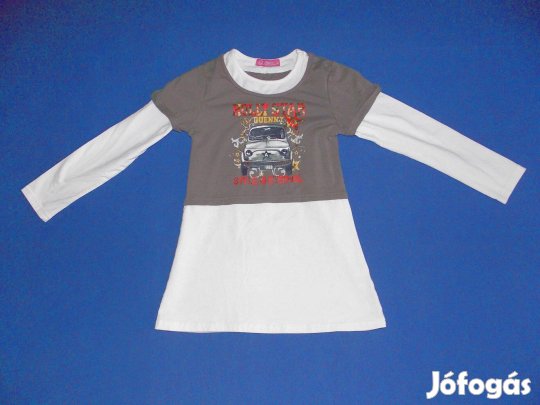 Grace barna-fehér felső, pulóver, tunika 146-os, 10-11 évesre