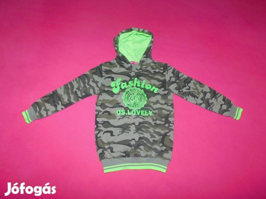 Grace terepszínű, vastag, kapucnis pulóver 140-es, 10-11 évesre