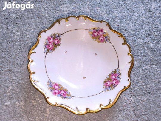 Graf von Henneberg régi arany szegélyes virágmintás kínálótál