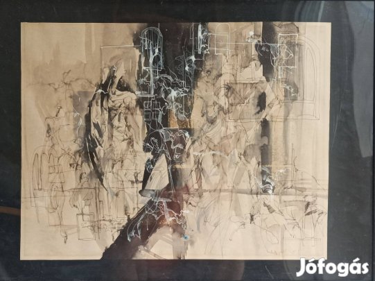 Grafika - tusfestmény, szignózott eladó csak