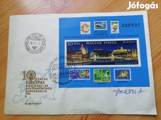 Grafikusművész, bélyegtervező Vertel József által dedikált 1982