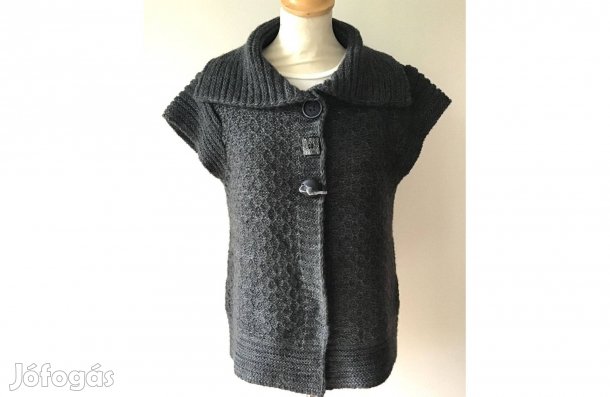 Grafitszürke, olasz, kötött, meleg női Mellény (gyapjú keverék). L-es