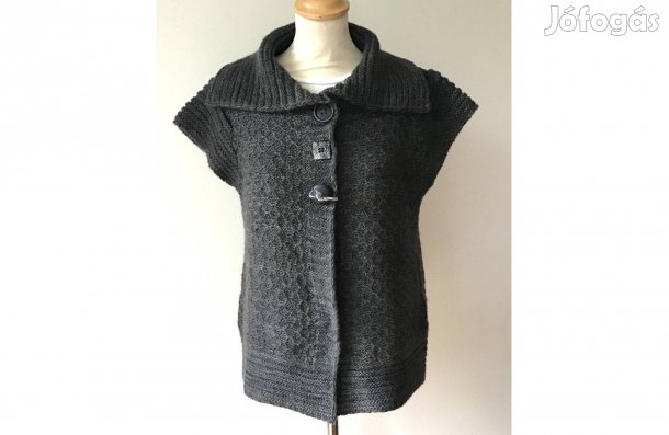 Grafitszürke, olasz, kötött, meleg női Mellény (gyapjú keverék). L-es