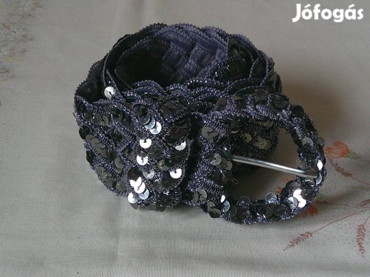 Grafitszürke rugalmas, flitteres női öv