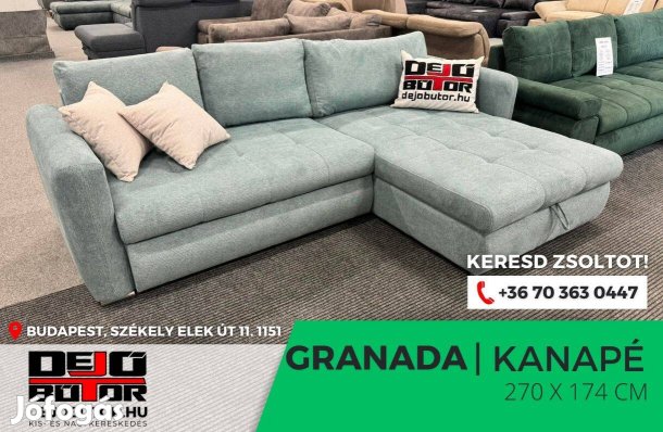 Granada L menta rugós kanapé ülőgarnitúra sarok 270x175 cm ágyazható