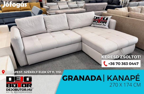 Granada grey sarok rugós kanapé ülőgarnitúra 270x174 cm ágyazható