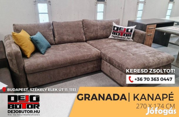 Granada rugós barna sarok kanapé ülőgarnitúra 270x174 cm ágyazható