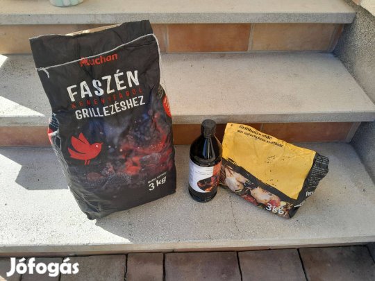 Grill faszén 3kg 1liter faszéngyújtó