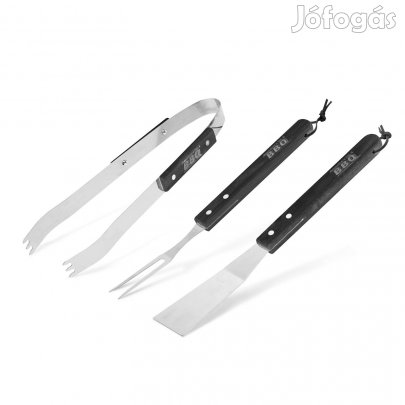 Grillező szett Rozsdamentes acél - fa nyéllel csipesz húsvilla lapát
