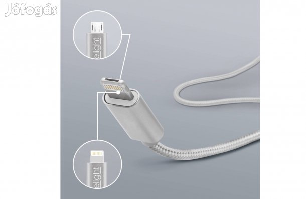 Gubancolódás mentes Szövet Lightning + Microusb 1M 1A adat töltő kábel