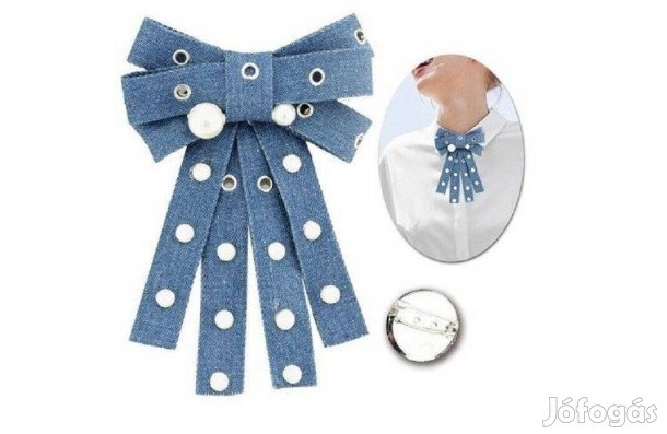 Gucci típusú kék farmer anyag kitűző bross nyakkendő tű új